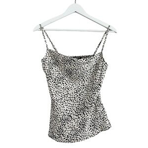 NWT Express Cowl Neck‎ Polka Dot Cami Top Black and White Size XS